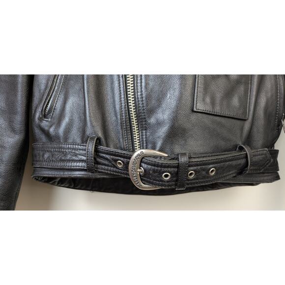 Harley Davidson Leather Jacket Mens Black Medium Eagle Embossed Back Moto Biker - Picture 7 of 13